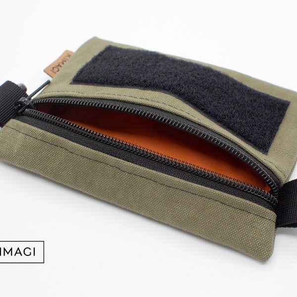 kleine EDC Tasche, Pouch mit Innenstoff orange,  Reißverschlusstasche