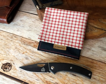 EDC Hank high quality cotton "red and white checked", handkerchief, pocket square, handmade