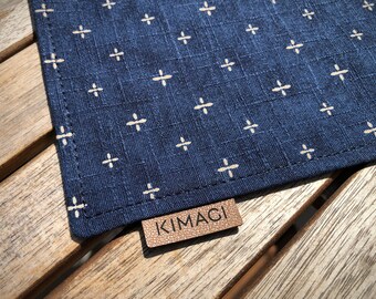 EDC Hank - Japanese cotton "Dark blue with crosses", handkerchief, handmade