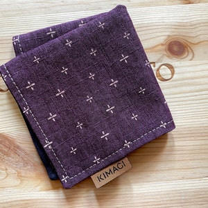 EDC Hank, Japanese cotton Purple, pocket square, handkerchief, handmade image 1