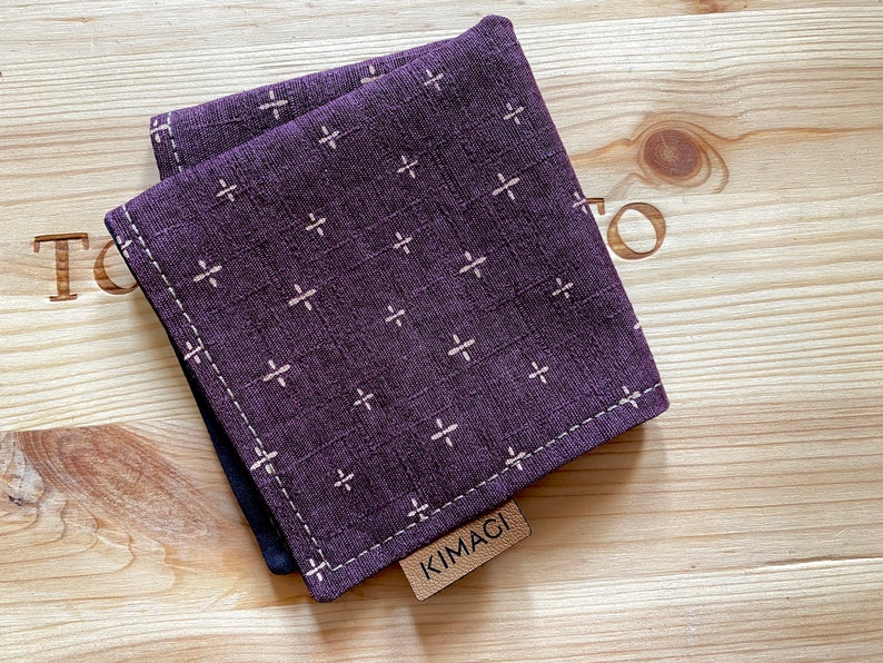 EDC Hank, Japanese cotton Purple, pocket square, handkerchief, handmade image 1