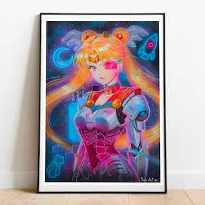 Sailor Moon futuristischer Neon Kunstdruck