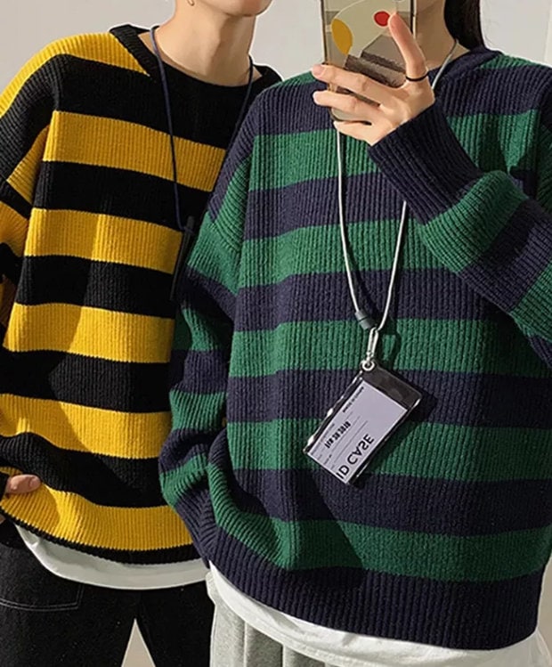 Black and Green Striped Sweater - Etsy UK