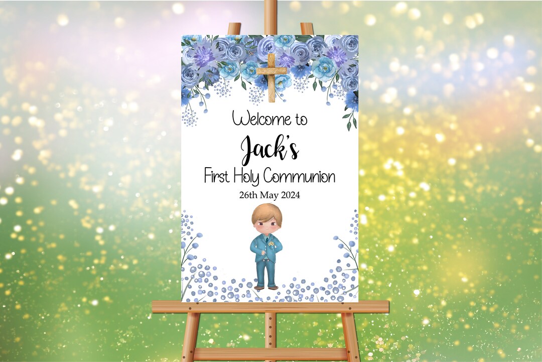 First Holy Communion Welcome Sign, 1st Communion Party Sign, Baptism ...