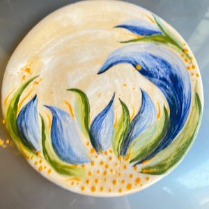 Handbemalter Keramik Teller mit Meeresalgen Design,Ozean inspirierte Keramik,einzigartiges Wohndekor,handgefertigtes Geschenk,handbemalter Teller