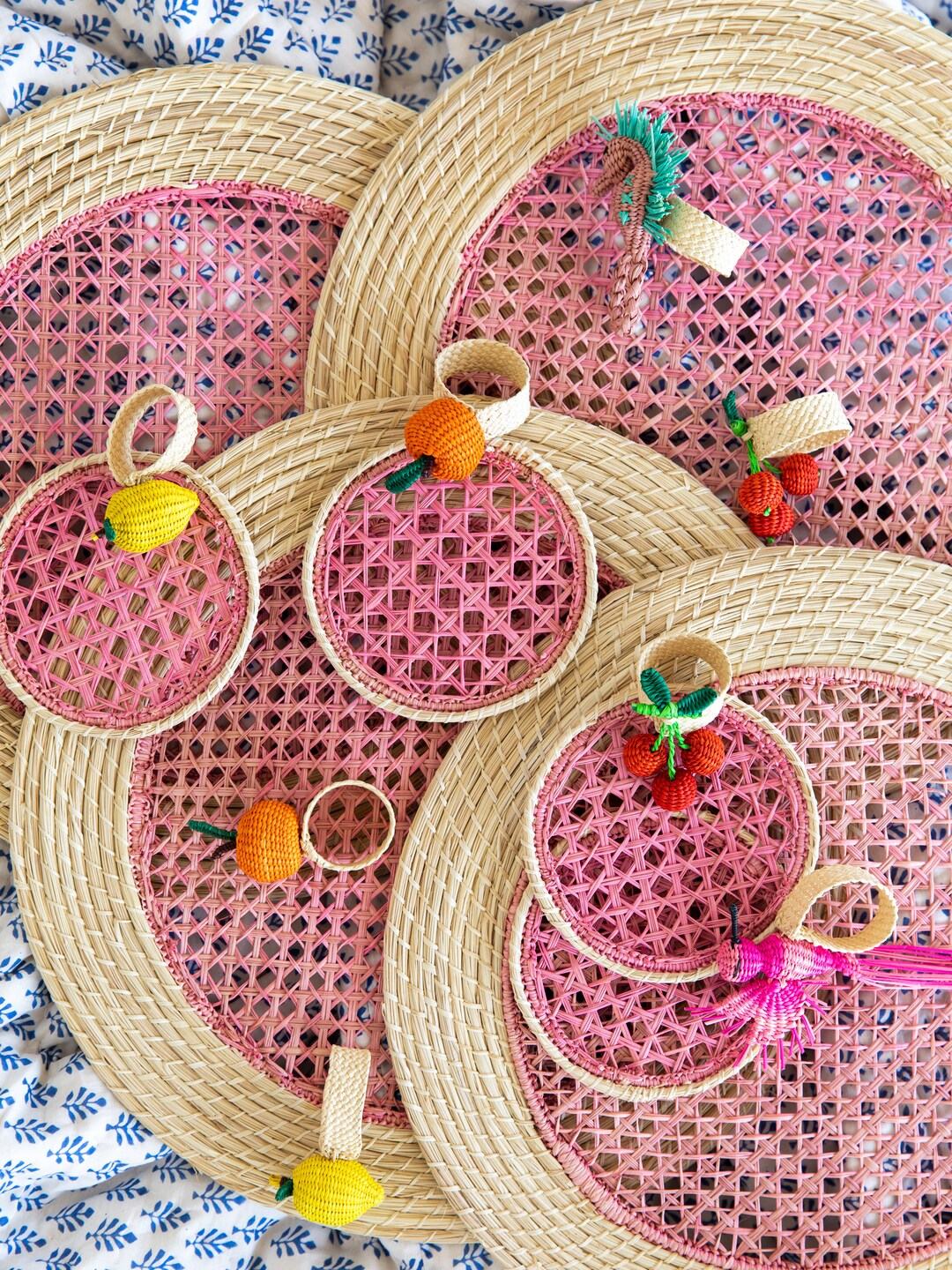 Raffia Napkin Rings Fruit Basket S/6 Etsy