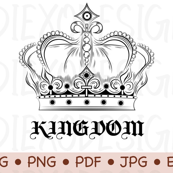 Kingdom Crown PNG, Crown SVG, Royal Crown Clipart, Crown Vector, King Svg, Kingdom Clipart, Crown Clip Art Black And White, Cricut Designs