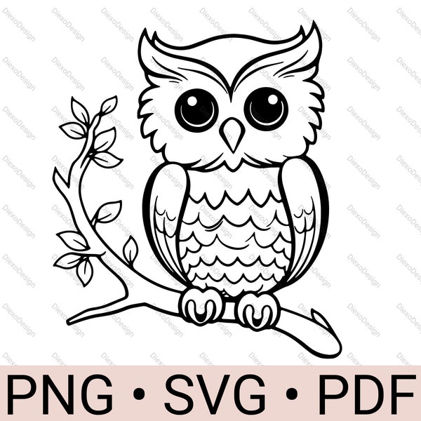 Owl Svg, Owl Png, Owl Vector, Owl Cut File Owl Shirt, Owl Svg File For Silhouette, Black And White Print, Commercial Use License