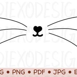 Cute Cat Whiskers PNG, Cat Face SVG, Cat Whiskers Svg, Kitty Svg, Kitten Face Png, Cat Svg, Cat Face Vector, Cat Vector, Sublimation Designs
