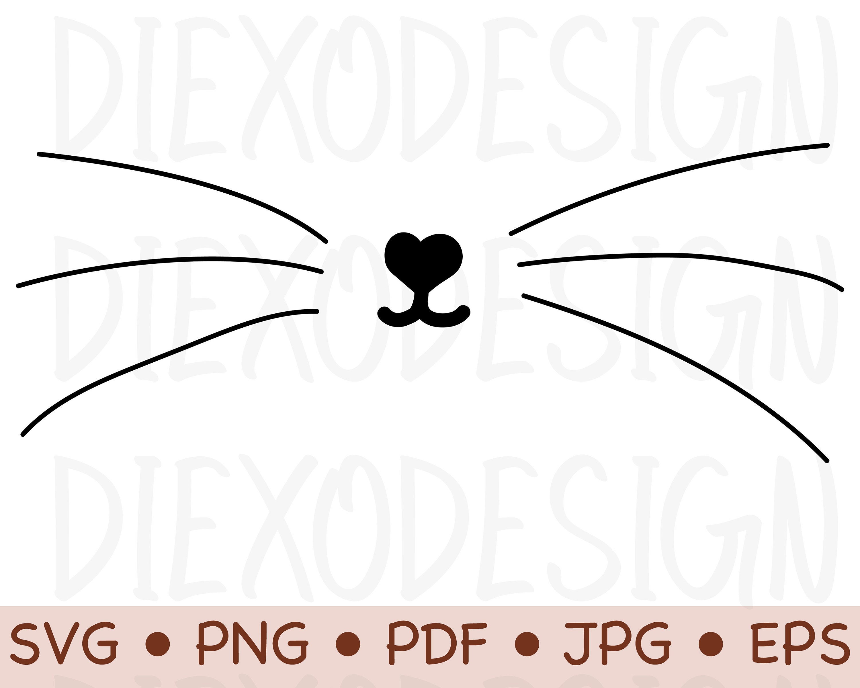 Cute Cat Whiskers PNG, Cat Face SVG, Cat Whiskers Svg, Kitty Svg