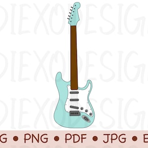 Electric Guitar PNG, Guitar SVG, Electric Guitar Clipart, Rock Band Instruments Clip Art, Musical Instruments Clipart, Sublimation Designs