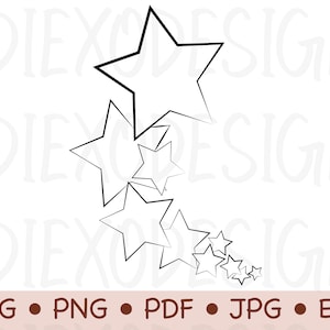 Stars Clipart PNG, Star Clipart Black And White SVG, Star Vector , Shooting Star Clipart, Star Outline, Star Symbol, Printable Stars