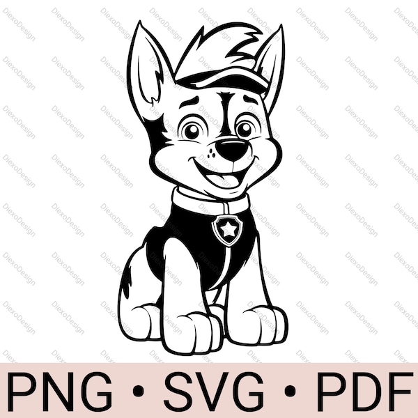 German Shepherd Svg, K9 Dog Png, Police Dog T-Shirt Design, German Dog, Clipart File, Black And White Print, Commercial Use License