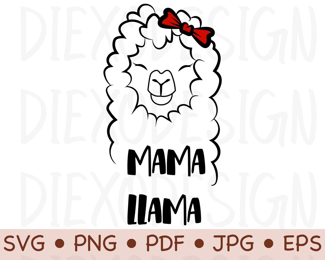 Mama Llama PNG, Llama Face SVG, Cartoon Llama Clipart, Mama Llama ...