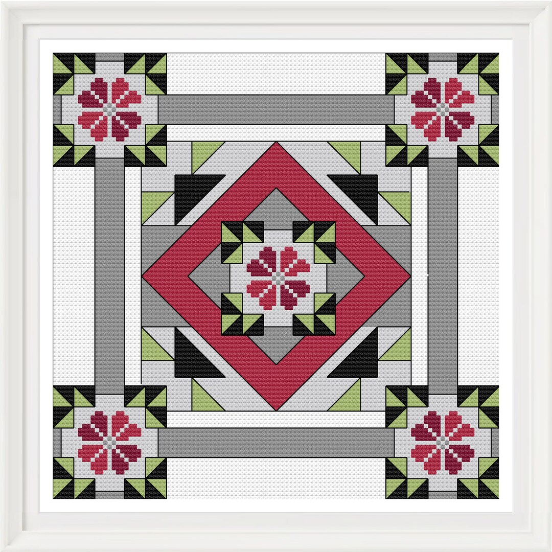 Modern Quilt Block Cross Stitch Pattern Geometric Design Etsy