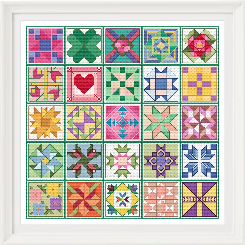Quilt Blocks 25 Cross Stitch Quilt Block Patterns Etsy
