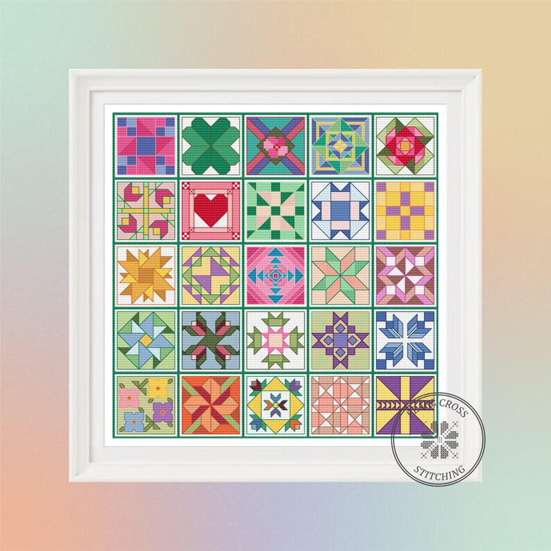 Quilt Blocks 25 Cross Stitch Quilt Block Patterns Etsy