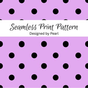 Black Polka Dots on Lavender Repeating Pattern, Suitable for Fabric Designs, Print on Demand Products, Digital Download
