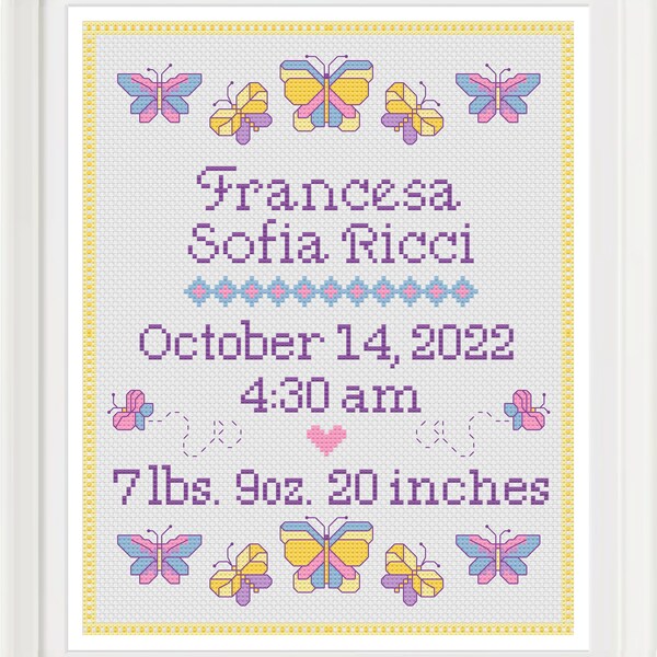 Birth Record Cross Stitch Pattern - Etsy