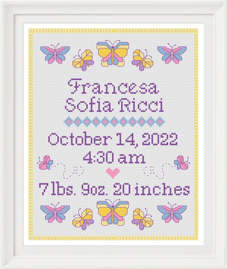 Babys Birth Record Cross Stitch 8 X 10 Pattern Boy or Girl Nursery