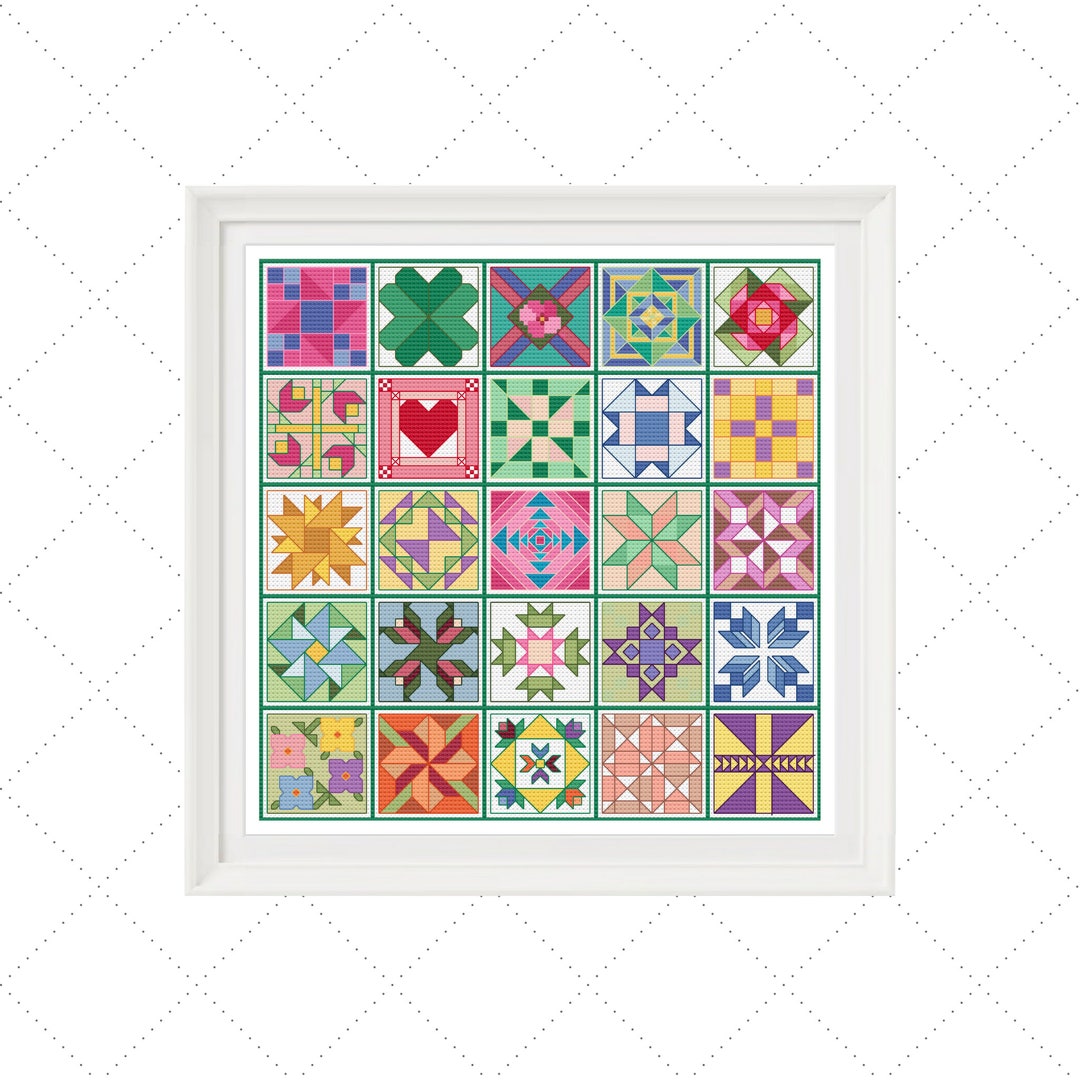 Quilt Blocks 25 Cross Stitch Quilt Block Patterns Etsy