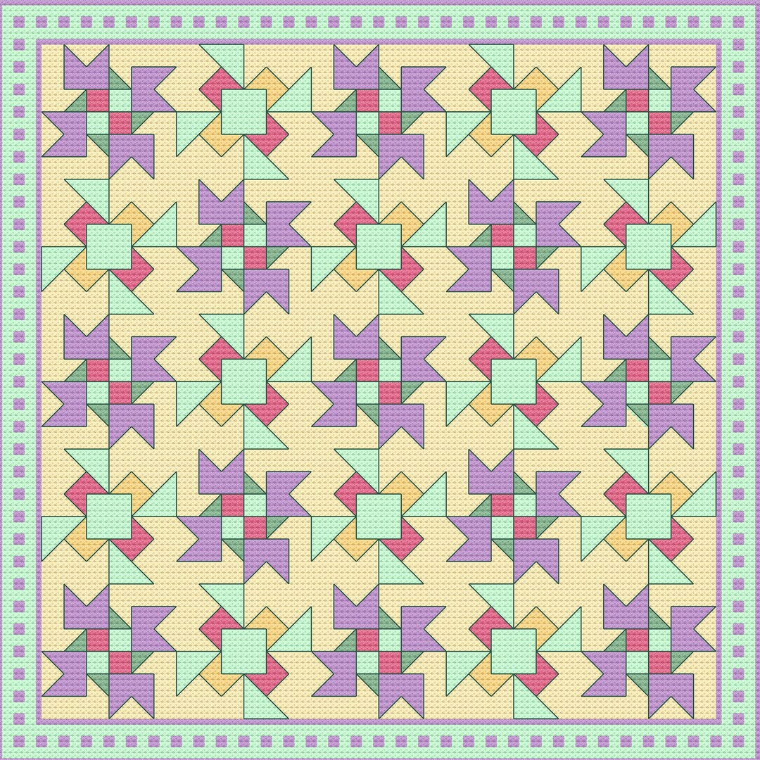 Pinwheels and Tulips Cross Stitch Pattern, Quilt Block Design, PDF ...