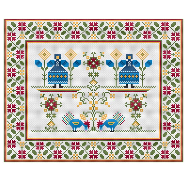 Folk Art Cross Stitched PDF Pattern - Etsy