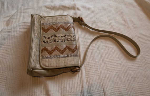 Woven and Faux Leather Shoulder Purse - image 3