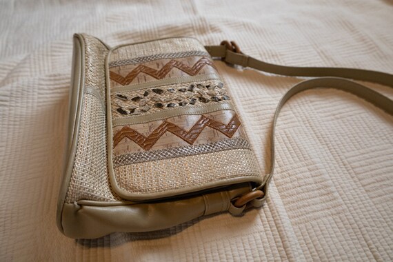 Woven and Faux Leather Shoulder Purse - image 4