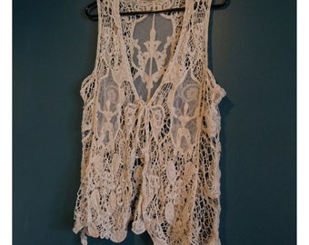 Crochet and Lace Tie Vest