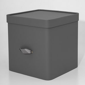 Storage box Cube M with lid 28.5 28.5 28 beige and gray image 4