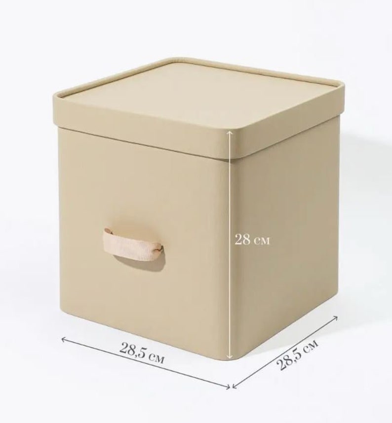 Opbergdoos Cube M met deksel 28,528,528 beige en grijs Beige