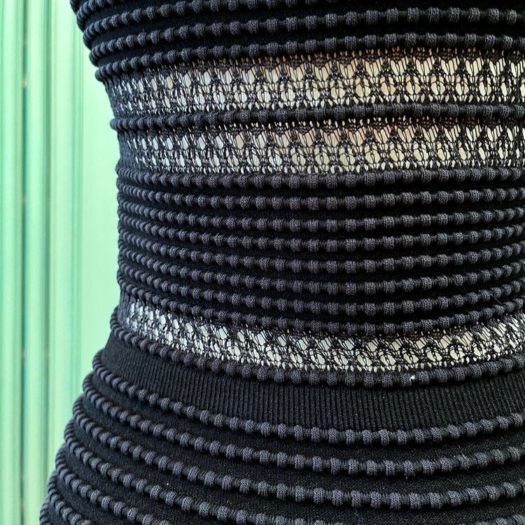 Iconic AZZEDINE Alaia Black Lace Knit Dress From Circa 2010. the