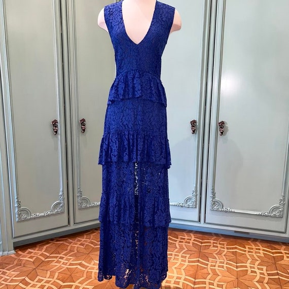 Alexis Royal blue dress with tiered ruffle detail 