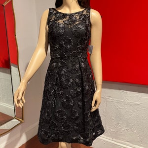 Theia Black dress with black sequin underlay with bone bustier image 2