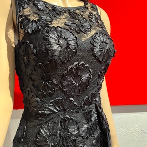 Theia Black dress with black sequin underlay with bone bustier image 1