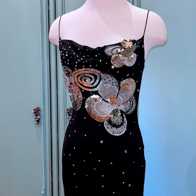 Vintage John Galliano for Christian Dior Black Silk Chiffon