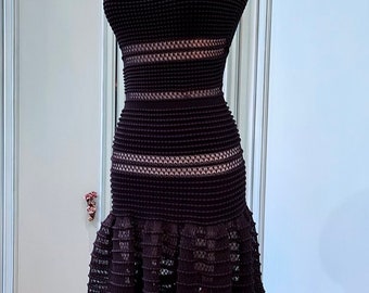 Azzedine Alaïa - アライアニット Azzedine Alaia Paris. Vintage Black Metallic Knit Square