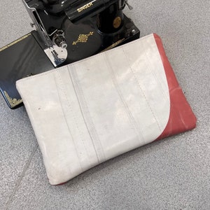 Zipped wallet for A4 documents made from upcycled truck tarpaulin