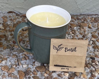 Handmade All-Natural 100% Soy Plantable Candle in a Coffee Mug- Comes with Herbal Seed Packet to Plant