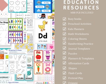 10000+ Preschool Pre-K Kindergarten Learning Bundle Activity Worksheets, Alphabet, Numbers, Shapes, Coloring, Tracing
