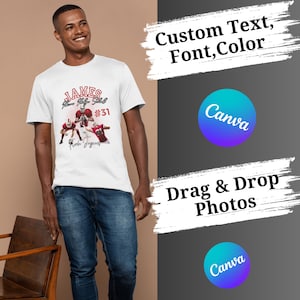Puede incluir: Una camiseta blanca con un gr&aacute;fico rojo y blanco de un jugador de f&uacute;tbol con el texto "JAMES" y "#31". El texto "Florida Jaguars" tambi&eacute;n est&aacute; en la camiseta. La camiseta est&aacute; siendo modelada por una persona.