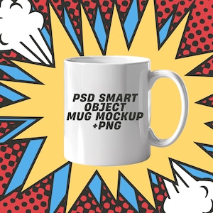 11oz White Ceramic Mug PSD Smart Object Mockup, 40 Bonus Backgrounds, Instant Digital Download