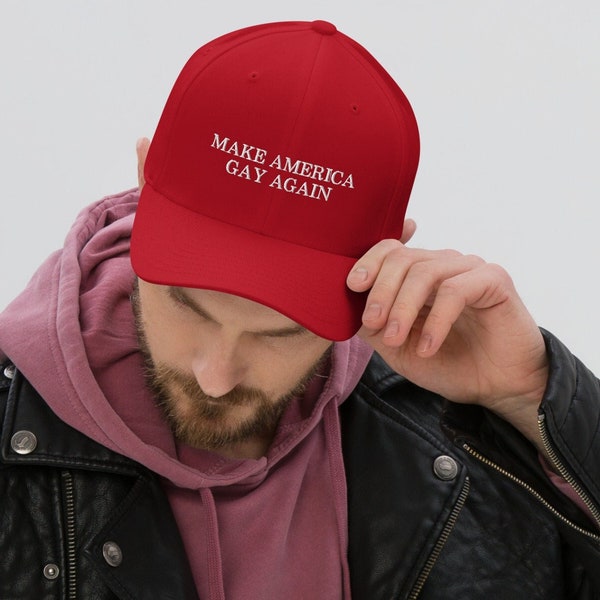 Make America Gay Again Structured Twill Cap Parody MAGA Trump Hat Pride Baseball Cap