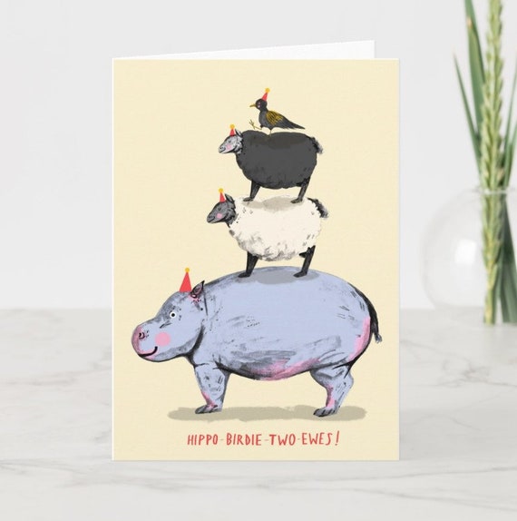 Hippo Birdie Two Ewes Birthday Card - Etsy