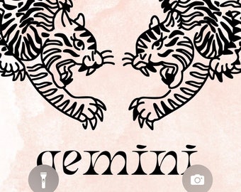 fondo de teléfono de tigres del zodiaco géminis