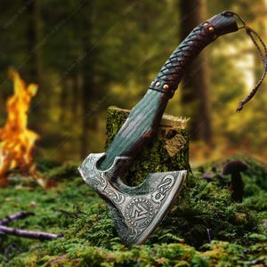 Cadeau personnalisé HACHE VIKING en acier au carbone forgé à la main avec manche en bois, cadeau de mariage, hache, haches Meilleur cadeau d'anniversaire et d'anniversaire pour lui, hache de GN