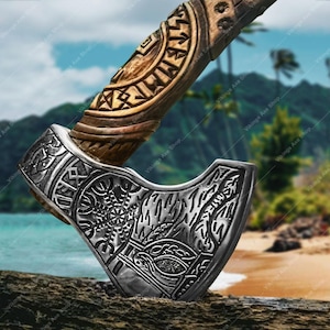Custom Gift Hand Forged Carbon Steel VIKING AXE with Wood Shaft, Wedding Gift, Axe, Axes Best Birthday & Anniversary Gift For Him, Larp axe