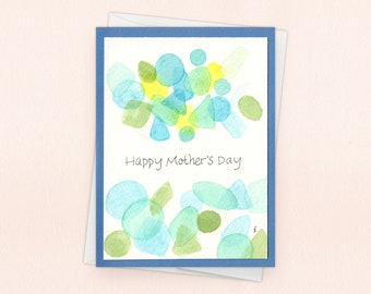 Mother's Day Sea Glass Folded Card with Message, A6 Size with Envelope