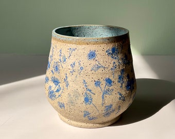 Blue Flower Thumbprint Cup